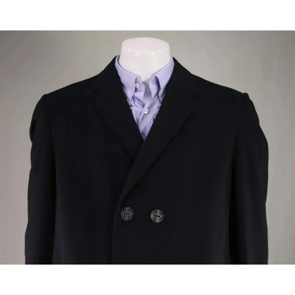 Lit Brothers Navy 100% Cashmere Continental Cashmere Vienna Austria Overcoat~ L - Picture 3 of 10